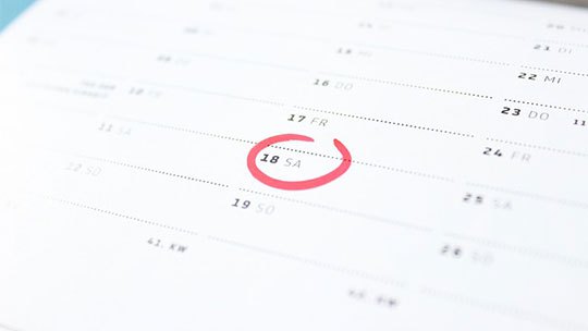 calendar with a marked date