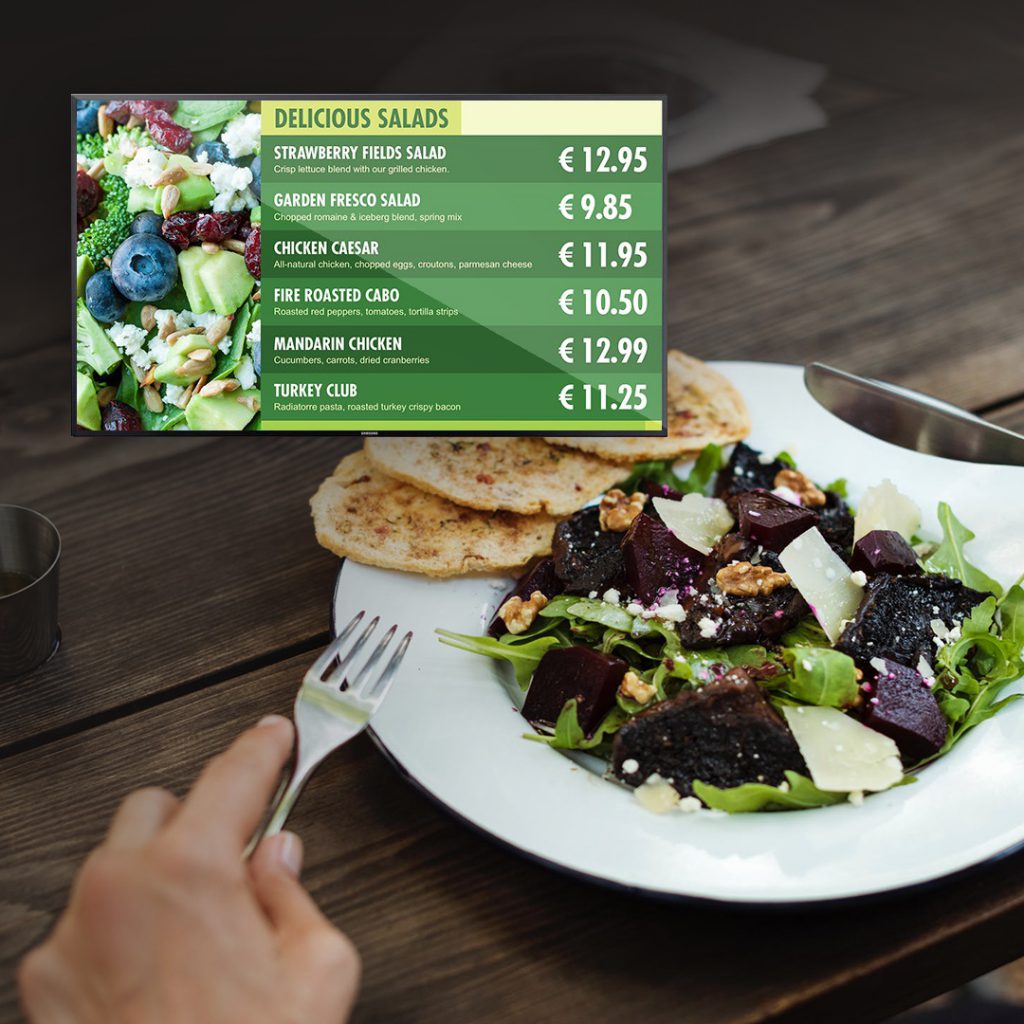digital signage als menu scherm