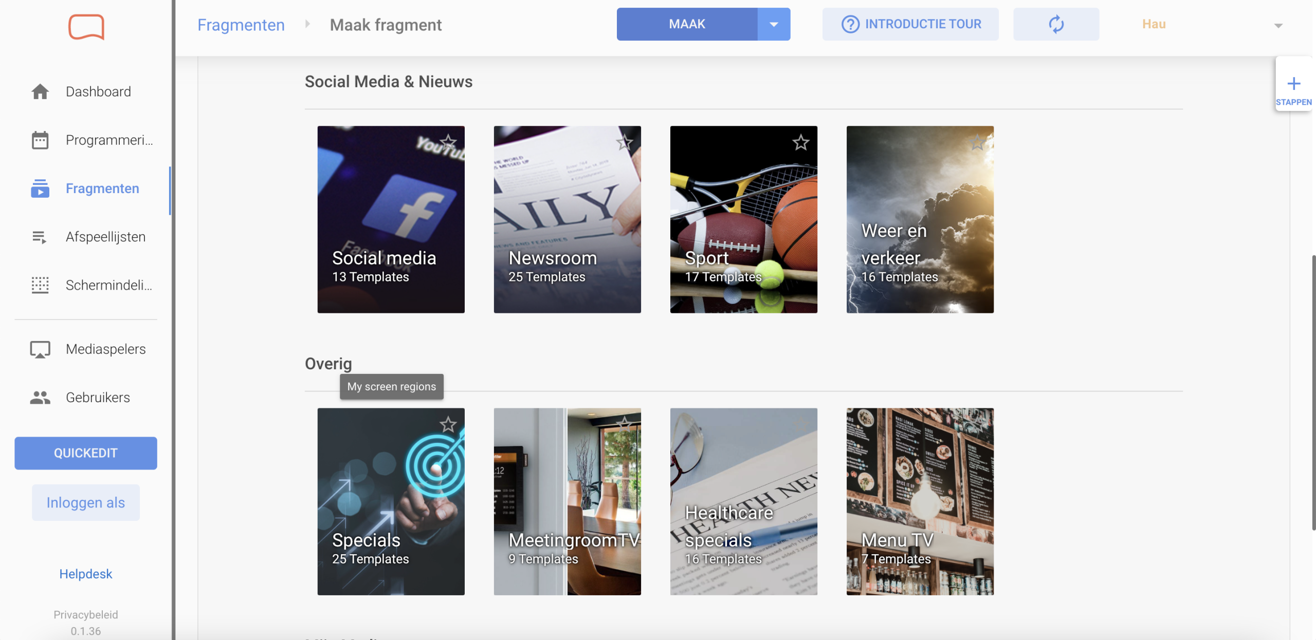 Easyscreen templates
