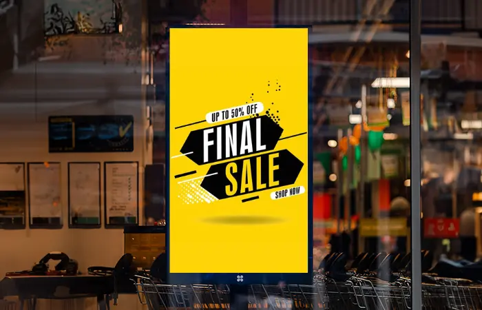 Digital signage window scree