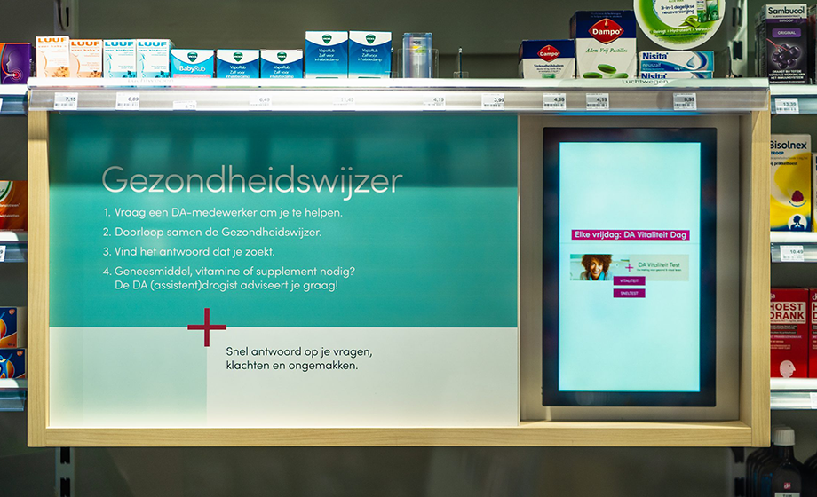 DA narrowcasting POS scherm in de schappen