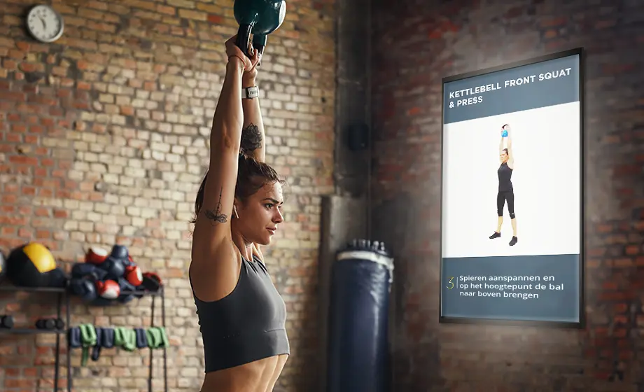 Digitale fitness platform voor in de sportschool | Narrowcasting Touchscreen Oplossing
